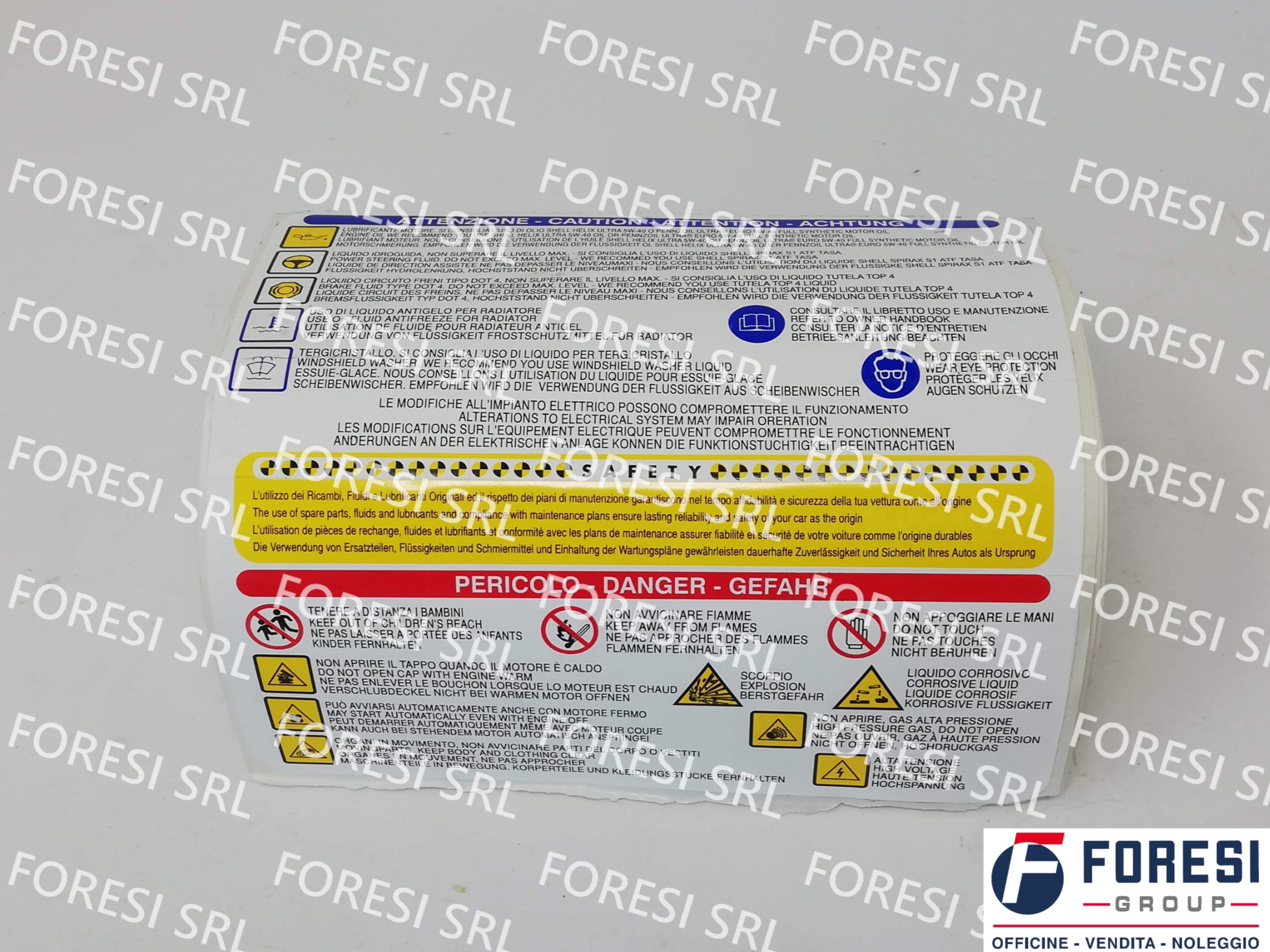 ETICHETTA SPECIFICA OLIO MOTORE 673007922